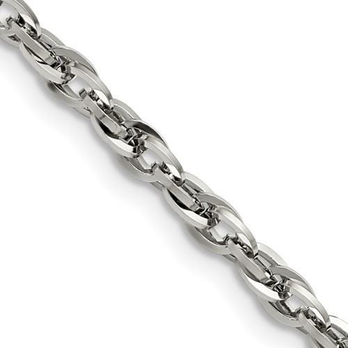 Chisel Stainless Steel Polished 4.2mm Fancy Twisted Link Chain, 18"