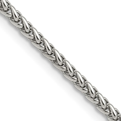 Chisel Stainless Steel Polished 3mm Wheat Chain, 20"