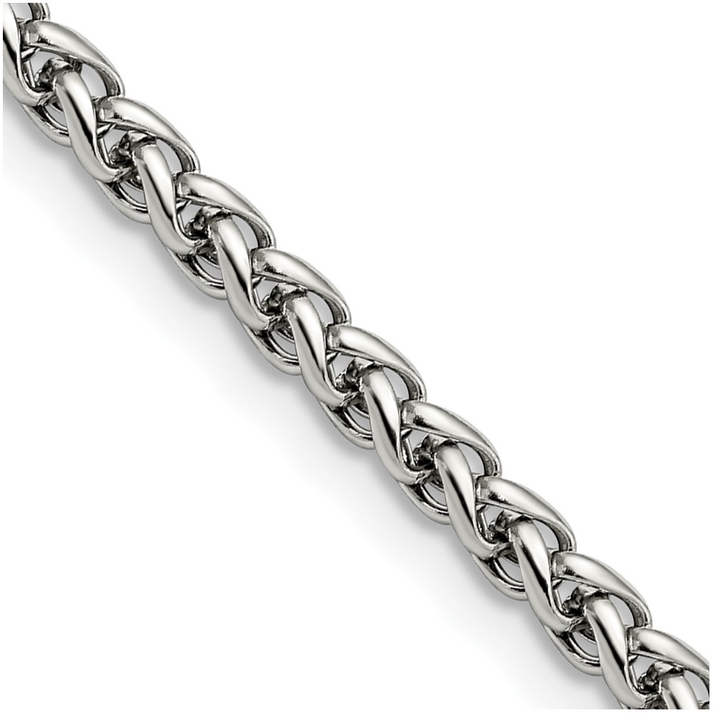 Chisel Stainless Steel Polished 4mm Wheat Chain, 20"