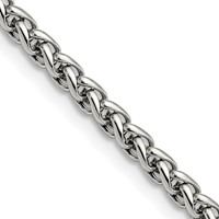 Chisel Stainless Steel Polished 4mm Wheat Chain, 20" view 1