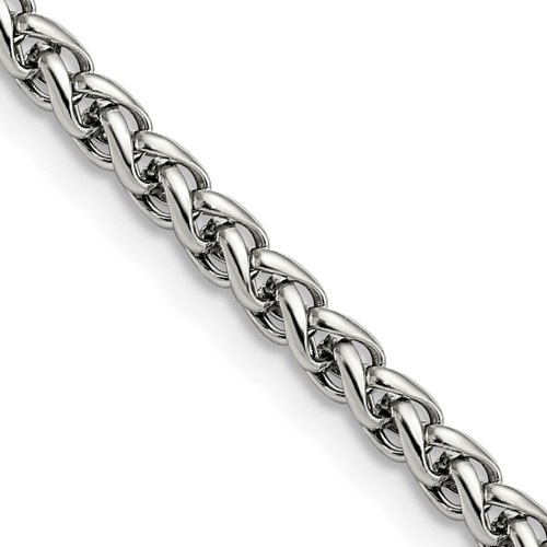 Chisel Stainless Steel Polished 4mm Wheat Chain, 20"