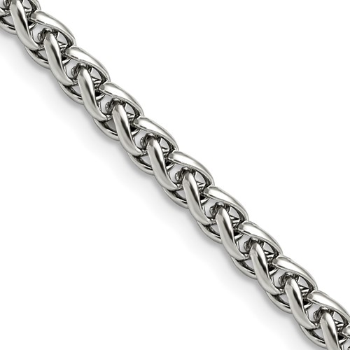 Chisel Stainless Steel Polished 5mm Wheat Chain, 20"