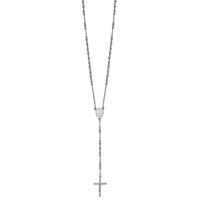 Chisel Stainless Steel Polished 4mm Beaded Rosary Necklace, 25" view 3