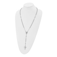 Chisel Stainless Steel Polished 4mm Beaded Rosary Necklace, 25" view 4