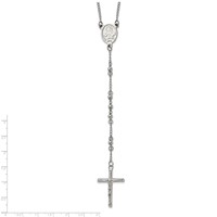 Chisel Stainless Steel Polished 4mm Beaded Rosary Necklace, 25" view 5