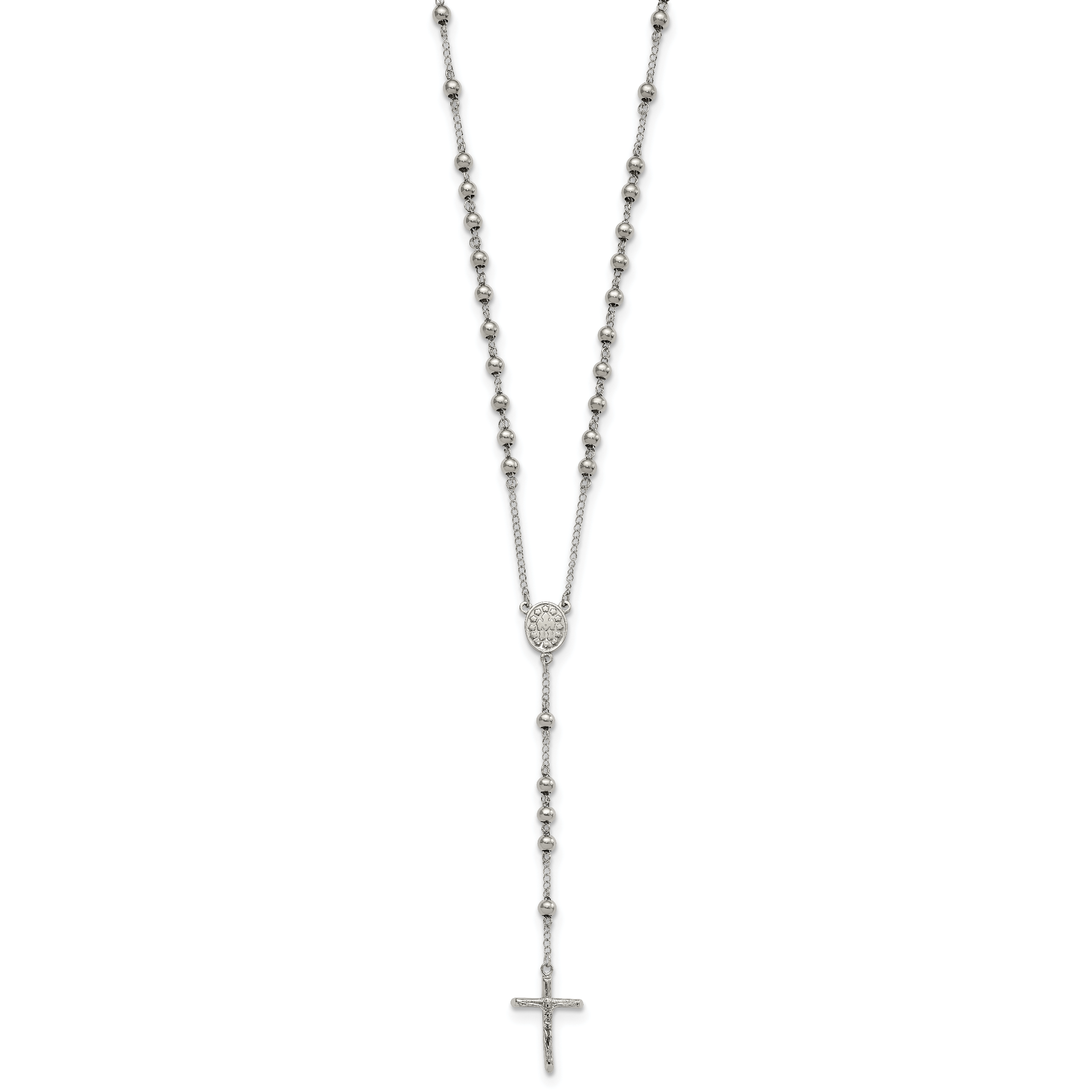 Collar Rosario Cincel Acero Inoxidable Pulido 6mm Cuentas 29,5 pulgadas SRN809 - Imagen 3 de 7