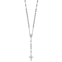 Chisel Stainless Steel Polished 6mm Beaded Rosary Necklace, 29.5" view 3
