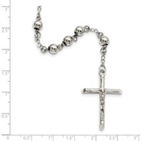 Chisel Stainless Steel Polished 6mm Beaded Rosary Necklace, 29.5" view 5