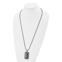 Chisel Stainless Steel Brushed Black IP-plated with Black Agate Dog Tag on a 30 Inch Ball Chain Necklace view 4