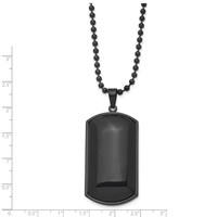 Chisel Stainless Steel Brushed Black IP-plated with Black Agate Dog Tag on a 30 Inch Ball Chain Necklace view 3