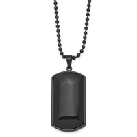 Chisel Stainless Steel Brushed Black IP-plated with Black Agate Dog Tag on a 30 Inch Ball Chain Necklace view 1