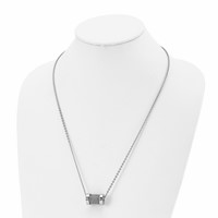 Stainless Steel Brushed and Polished Wire Barrel Necklace, 24" view 4