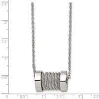 Stainless Steel Brushed and Polished Wire Barrel Necklace, 24" view 5