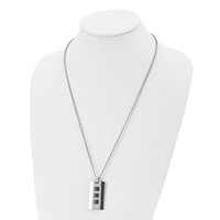 Stainless Steel Brushed & Polished Black IP-plated Rectangle Necklace, 24" view 4