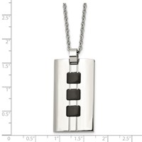 Stainless Steel Brushed & Polished Black IP-plated Rectangle Necklace, 24" view 5