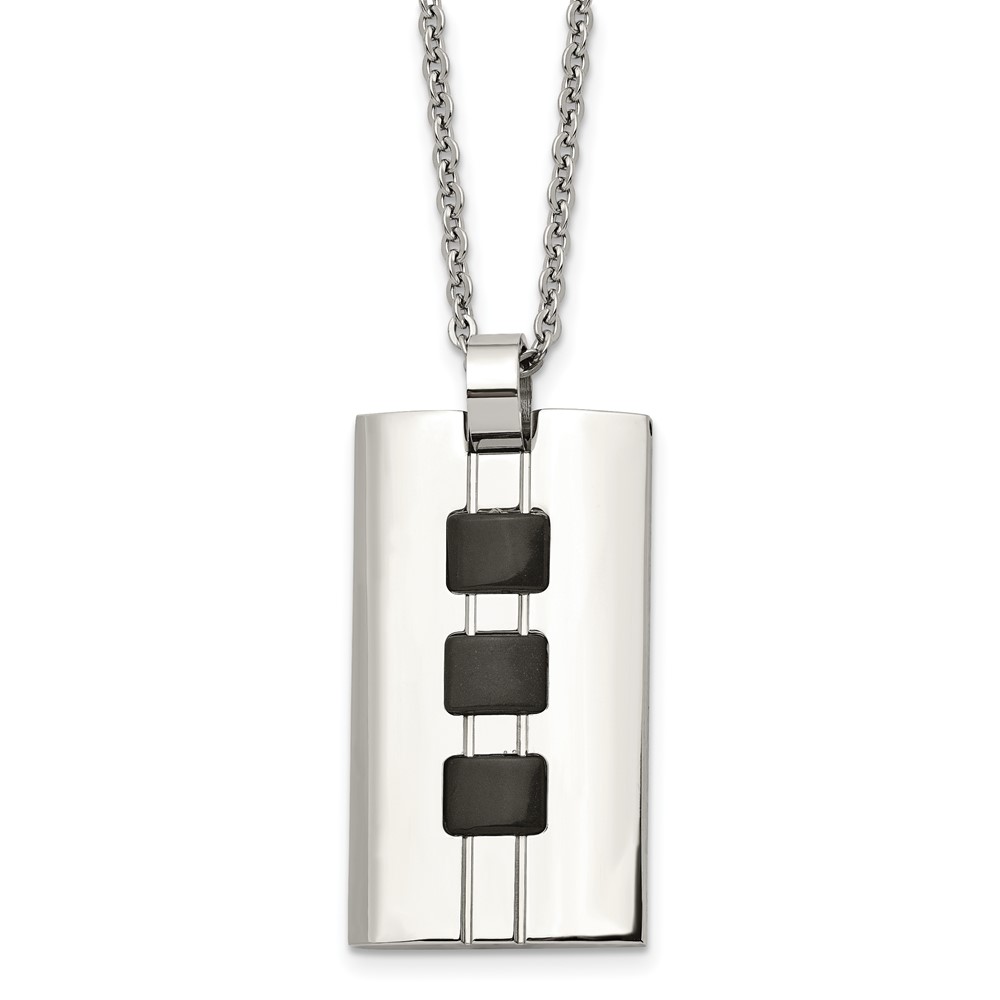 Stainless Steel Brushed & Polished Black IP-plated 24in Necklace
