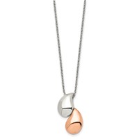 Chisel Stainless Steel Polished Rose IP-plated Teardrops Pendant on an Cable Chain Necklace, 18" view 3