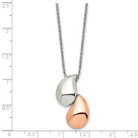 Chisel Stainless Steel Polished Rose IP-plated Teardrops Pendant on an Cable Chain Necklace, 18" view 5