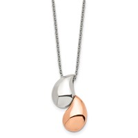Chisel Stainless Steel Polished Rose IP-plated Teardrops Pendant on an Cable Chain Necklace, 18" view 1