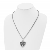 Stainless Steel Polished Black IP-plated Moveable Shield Necklace, 22" view 4