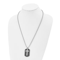 Chisel Stainless Steel Polished Black IP-plated 2 Piece Cross Dog Tag on a 24 Inch Ball Chain Necklace view 4