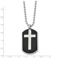 Chisel Stainless Steel Polished Black IP-plated 2 Piece Cross Dog Tag on a 24 Inch Ball Chain Necklace view 3