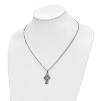 Chisel Stainless Steel Antiqued and Brushed Celtic Cross Pendant on an 18 Inch Cable Chain Necklace view 4