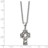 Chisel Stainless Steel Antiqued and Brushed Celtic Cross Pendant on an 18 Inch Cable Chain Necklace view 5