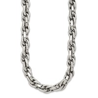 Chisel Stainless Steel Polished Oval Link Necklace, 24" view 3