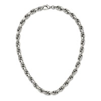 Chisel Stainless Steel Polished Oval Link Necklace, 24" view 4