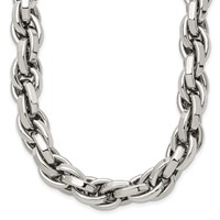 Chisel Stainless Steel Polished Oval Link Necklace, 24" view 1