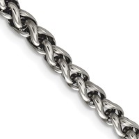 Chisel Stainless Steel Polished Wheat Chain Necklace, 18" view 1