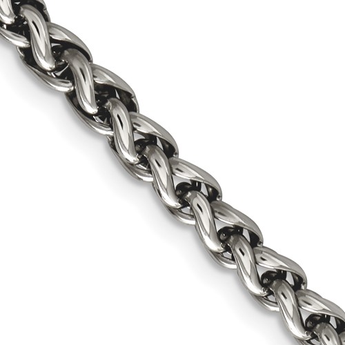 Chisel Stainless Steel Polished Wheat Chain Necklace, 18"