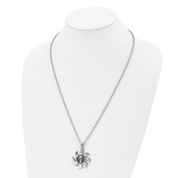 Chisel Stainless Steel Antiqued and Polished Skull on Saw Blade Pendant on a Ball Chain Necklace, 24" view 4