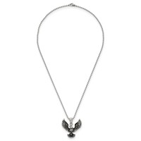 Chisel Stainless Steel Antiqued and Polished Eagle Pendant on a Ball Chain Necklace, 22" view 5