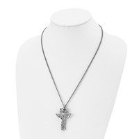 Chisel Stainless Steel Polished and Enameled 2 Piece Cross Necklace with Crown Pendant on a Curb Chain, 22" view 5