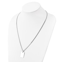 Chisel Stainless Steel Polished Rectangle Dog Tag on a Curb Chain Necklace, 24" view 4