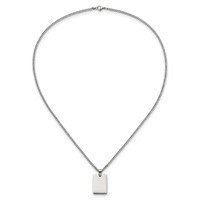 Chisel Stainless Steel Polished Rectangle Dog Tag on a Curb Chain Necklace, 24" view 5