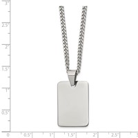 Chisel Stainless Steel Polished Rectangle Dog Tag on a Curb Chain Necklace, 24" view 3