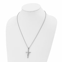 Chisel Stainless Steel Polished Crucifix Pendant on a Ball Chain Necklace, 22" view 4