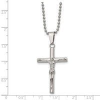 Chisel Stainless Steel Polished Crucifix Pendant on a Ball Chain Necklace, 22" view 5