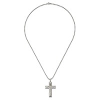 Chisel Stainless Steel Polished and Textured Cross Pendant on a Ball Chain Necklace, 24" view 5
