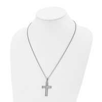 Chisel Stainless Steel Polished and Textured Cross Pendant on a Curb Chain Necklace, 22" view 4