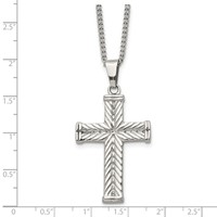 Chisel Stainless Steel Polished and Textured Cross Pendant on a Curb Chain Necklace, 22" view 5