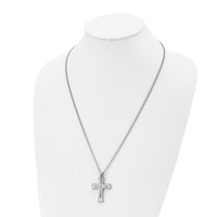 Chisel Stainless Steel Brushed and Polished Cross Pendant on a Cable Chain Necklace, 24" view 4