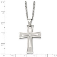 Chisel Stainless Steel Brushed and Polished Cross Pendant on a Cable Chain Necklace, 24" view 5