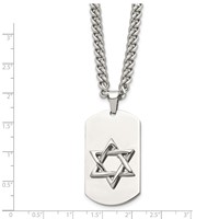 Chisel Stainless Steel Polished Star of David Dog Tag on a Curb Chain Necklace, 24" view 3