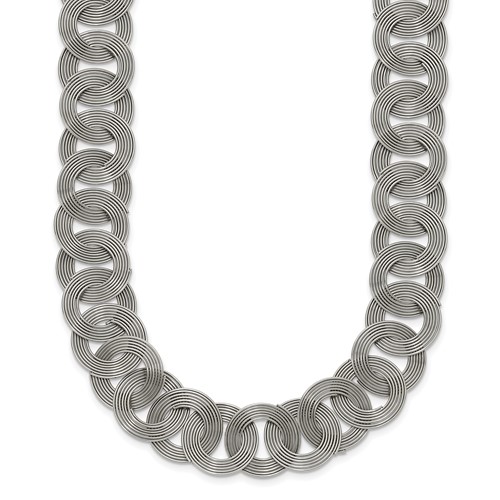 Chisel Stainless Steel Polished Circle Link Necklace, 19"