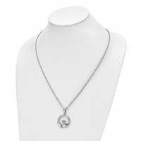 Chisel Stainless Steel Polished Necklace with CZ Claddagh Pendant on a Cable Chain, 20" view 4