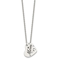Chisel Stainless Steel Polished Enameled Mom Heart Pendant on a Cable Chain Necklace, 20" view 3